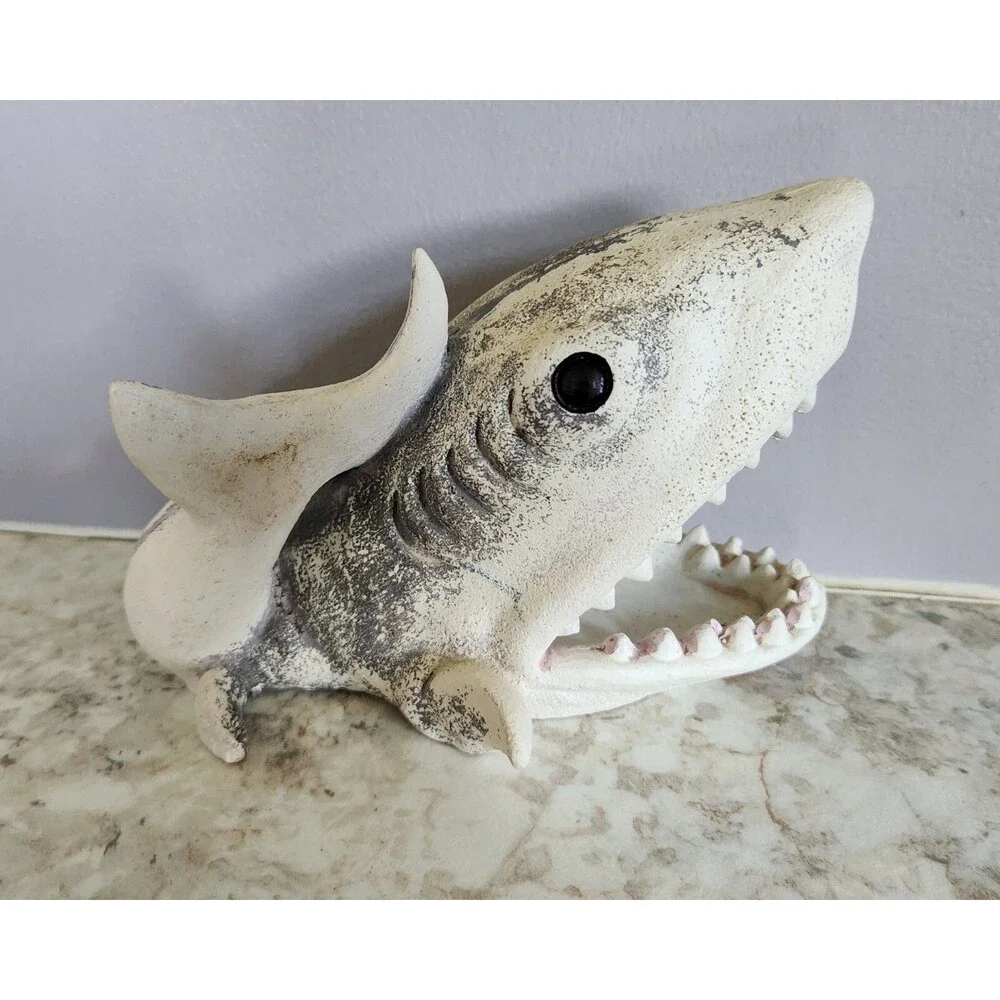 Fish Tank Aquarium Decoration Shark Jaws Mouth Open Poly Resin Decoration 7x4 in